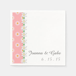 Pink White Green Daisy Bloral Wedding Serviette