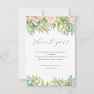 Pink White Green Moderne Hochzeit danke Karte