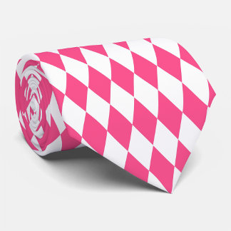 Pink White Harlequin Diamonds Schachbretts Design Krawatte