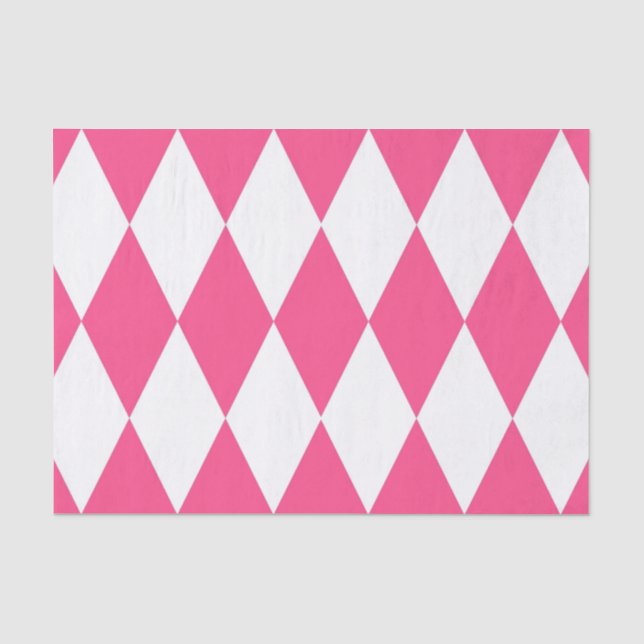 Pink White Harlequin Diamonds Schachbretts Design Seidenpapier (Vorderseite)