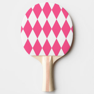 Pink White Harlequin Diamonds Schachbretts Design Tischtennis Schläger