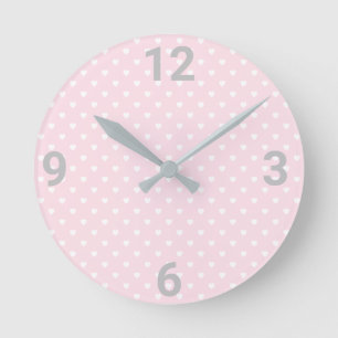 Pink White Heart Modern Wall Clock Runde Wanduhr