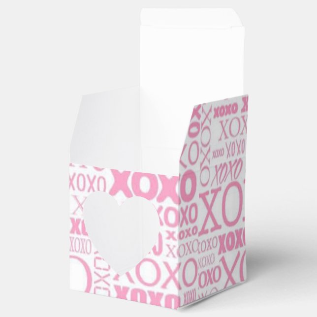 Pink & White Hugs & Kisses Pattern Herz Liebhaber  Geschenkschachtel (Geöffnet)