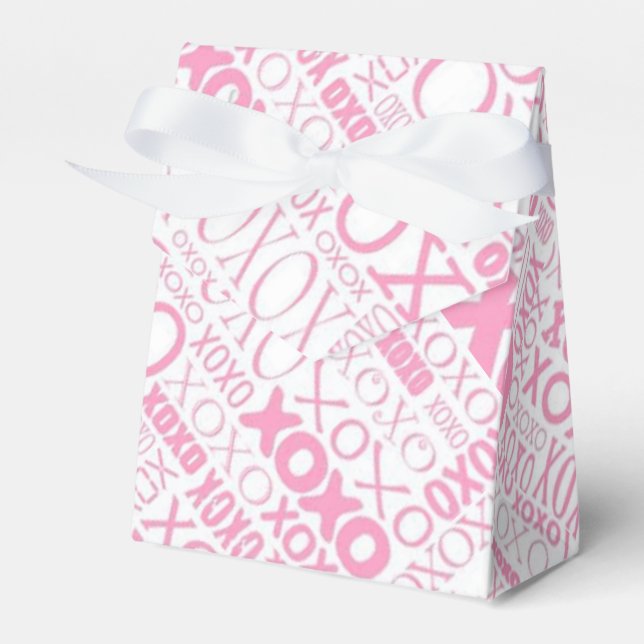Pink & White Hugs & Kisses Pattern Zelt Gefallen B Geschenkschachtel (Vorderseite)
