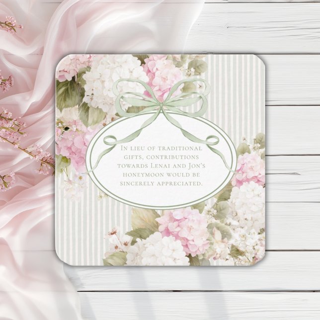 Pink White Hydrangeas Sage Green Bridal Shower Begleitkarte (Von Creator hochgeladen)
