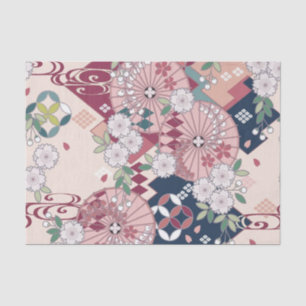 Pink White Japanisch Kimono Blumendekoupage Seidenpapier