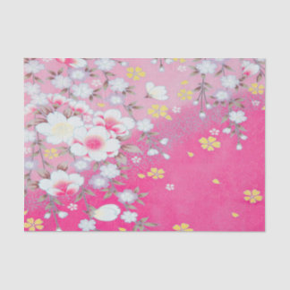 Pink White Japanisch Kimono Blumendekoupage Seidenpapier