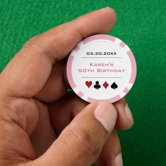 Pink White Las Vegas Casino Poker Pokerchips (Hand)