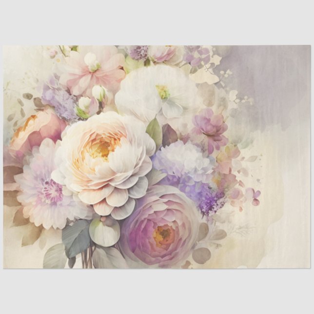 Pink White Lila Peonies Polterabend Seidenpapier (Vorderseite)
