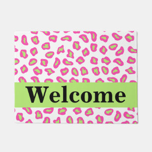 Pink White Lime Green Leopard Skin Empfang Fußmatte