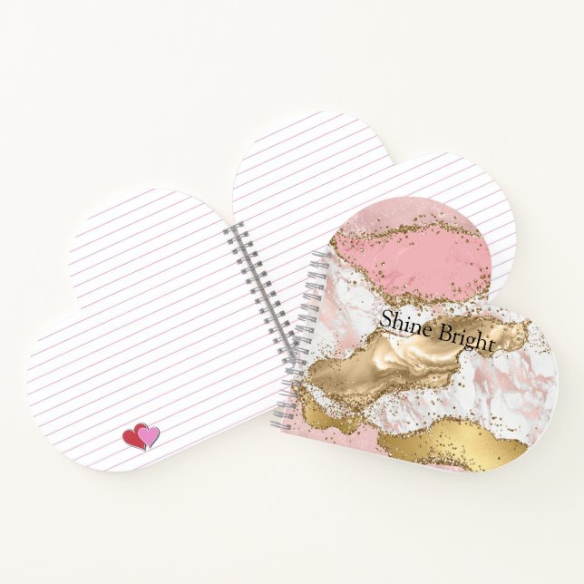 Pink White Marble Gold Glitter Notizbuch (Innenseite)