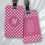 Pink White Monogram Polka Dots Gepäckanhänger<br><div class="desc">Ein modernes zweifarbiges Polka Dot Design mit einem schicken Monogramm.</div>