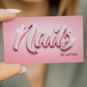 Pink White Nail Artist Manicurist 3D-Schrift Visitenkarte