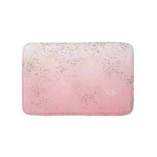 Pink White Ombre Speckling Gold Flakes Badematte