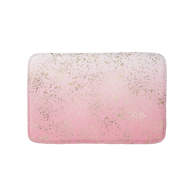 Pink White Ombre Speckling Gold Flakes Badematte (Vorderseite)