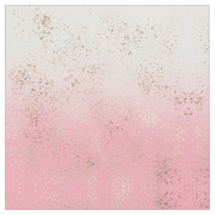 Pink White Ombre Speckling Gold Flakes Stoff