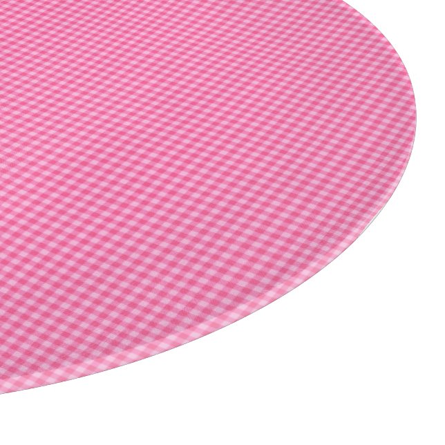 Pink-White Pastel Gingham-ROUND CUTTING BOARD Schneidebrett (Ecke)