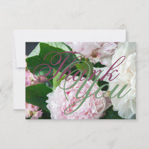 Pink White Peony Vollblutgrün Hochzeit Dankeskarte