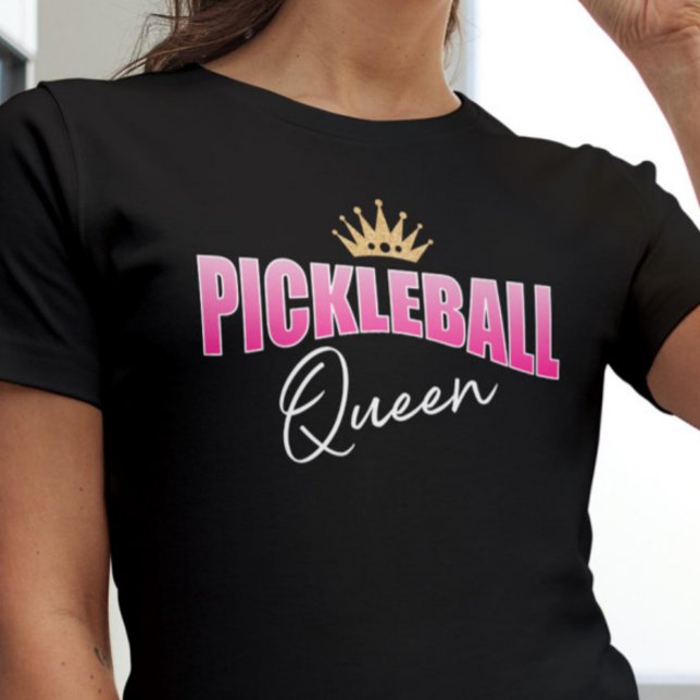 Pink White Pickleball Queen Gold Crown T-Shirt (Von Creator hochgeladen)