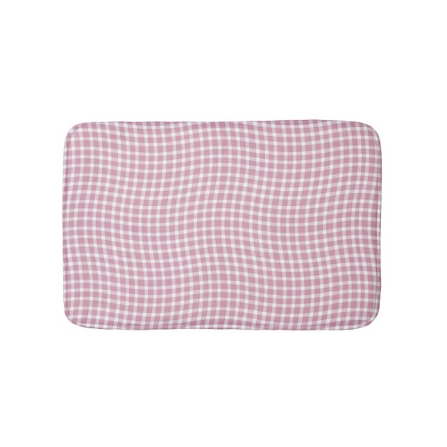 Pink White Plaid Checker Seamless Pattern Badematte (Vorderseite)
