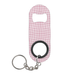Pink White Plaid Checker Seamless Pattern Mini Flaschenöffner