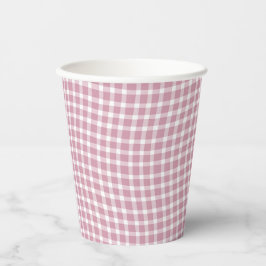 Pink White Plaid Checker Seamless Pattern Pappbecher