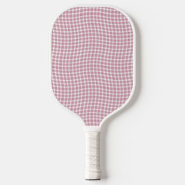 Pink White Plaid Checker Seamless Pattern Pickleball Schläger
