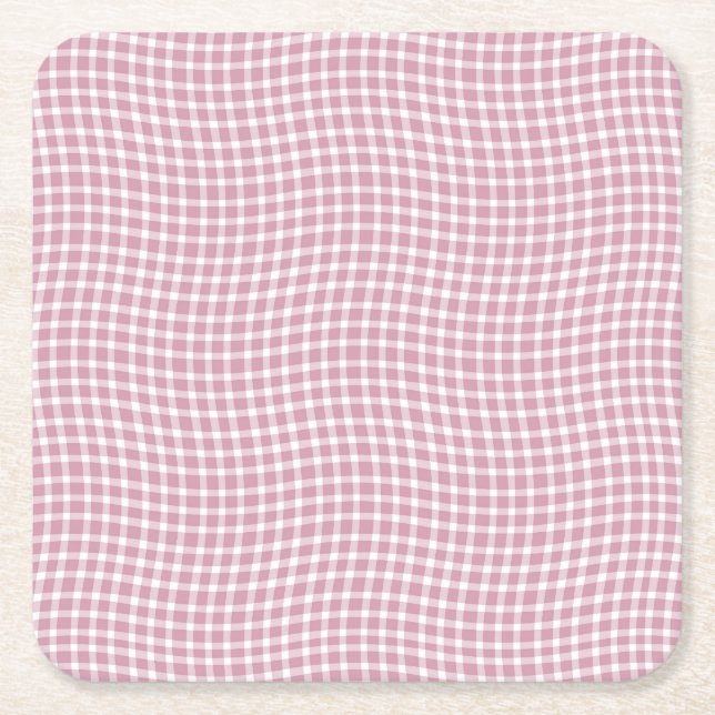 Pink White Plaid Checker Seamless Pattern Rechteckiger Pappuntersetzer (Vorderseite)