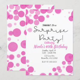 Pink & White Polka Dot Bubbles Überraschendes Part Einladung