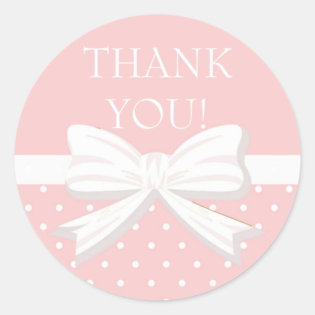Pink White Polka Dot Little Girl Danke Runder Aufkleber (Vorderseite)