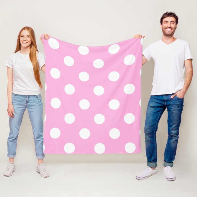 Pink White Polka Dot Pattern Fleecedecke (Beispiel)