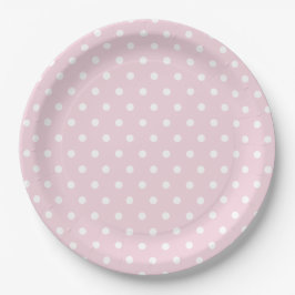 Pink White polka Dot Pattern Pappteller