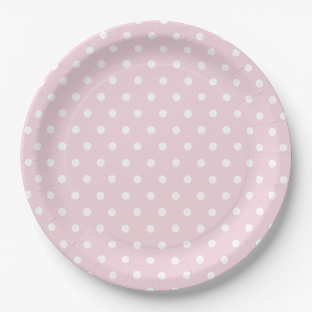 Pink White polka Dot Pattern Pappteller (Vorderseite)