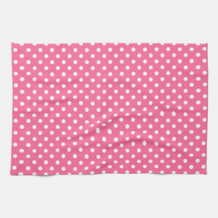 Pink White Polka Dots Design Geschirrtuch