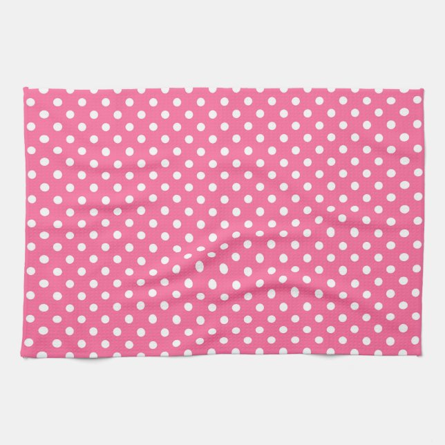 Pink White Polka Dots Design Geschirrtuch (Horizontal)