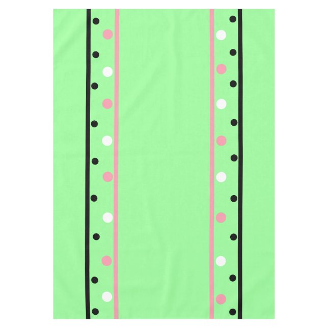 Pink White Polka Dots Green Tischdecke (Vorderseite)