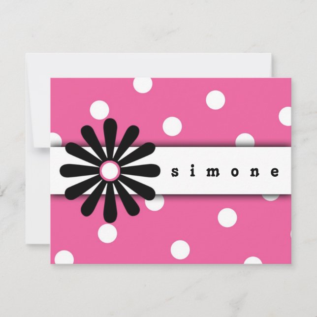 Pink & White Polka Punktekarte Mitteilungskarte (Vorderseite)