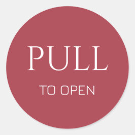 Pink  White Pull to Open Door Sign Runder Aufkleber