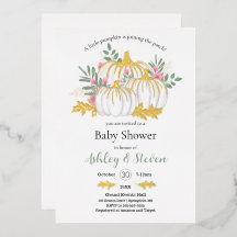 Pink White Pumpkin Baby Dusche Gold