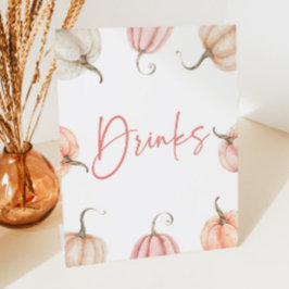 Pink White Pumpkin Herbst Drinks Party Sockelschild