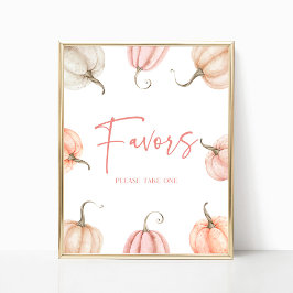 Pink White Pumpkin Herbst Gastgeschenke signieren Poster