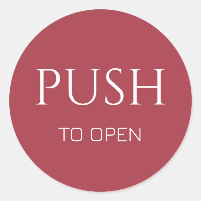 Pink White Push to Open Door Sign Runder Aufkleber (Vorderseite)