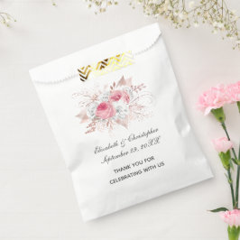 Pink White Rose Gold Floral Trendy Wedding Geschenktütchen
