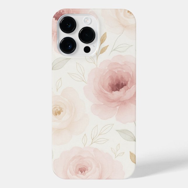 Pink & White Rose Phone Case – Floral Protective  iPhone 14 Pro Max Hülle (Rückseite)