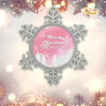 Pink White Snow House Frohe Weihnachten