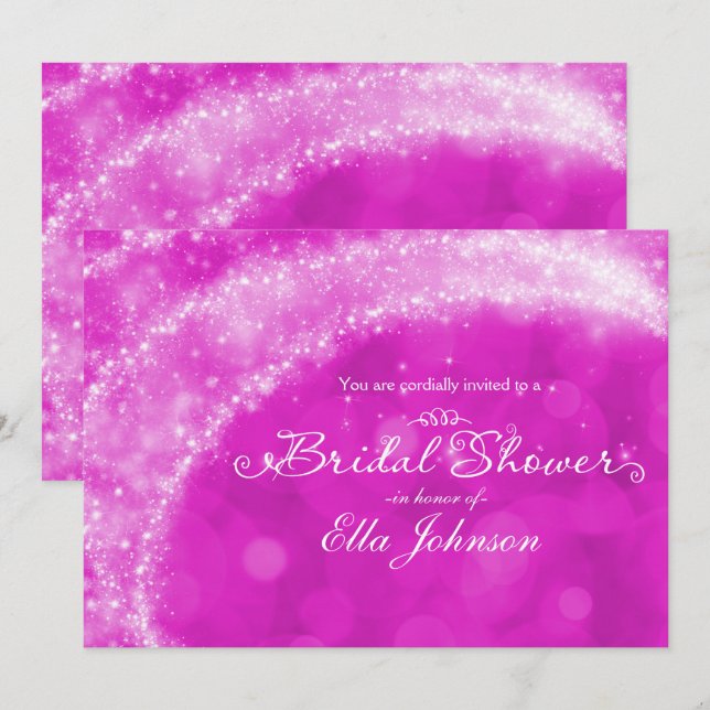Pink & White Sparkle Aschenputtel Brautparty Einladung (Vorne/Hinten)