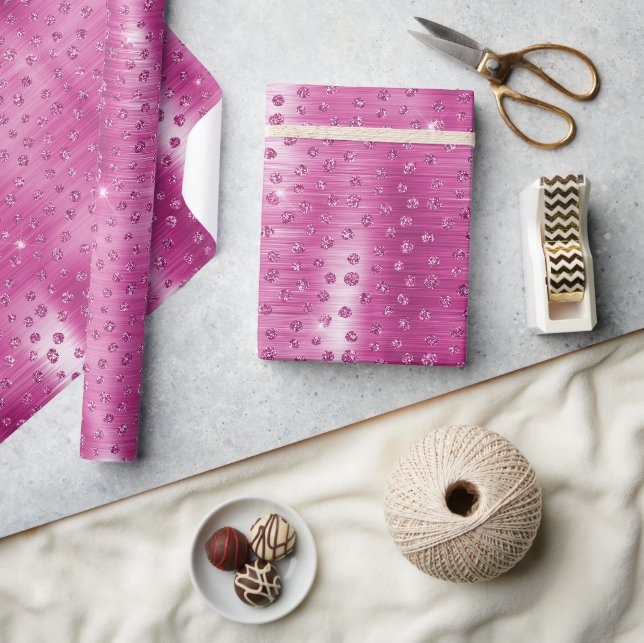 Pink White Sparkle Cheetah Print Geschenkpapier (Kunsthandwerk)