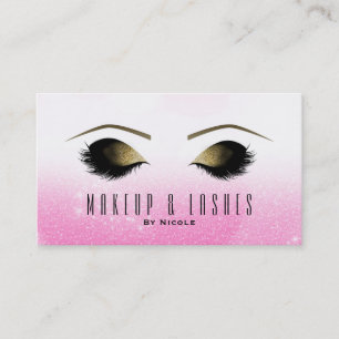 Pink White Sparkle Makeup Eyelashes Beauty Wellnes Visitenkarte