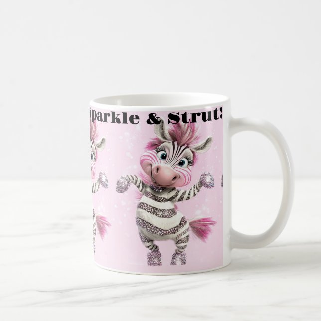 Pink White Sparkle & Strut Zebra Kaffeetasse (Rechts)