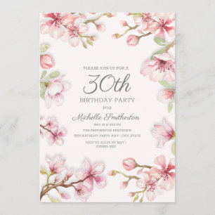 Pink White Springtime Floral Women's 30. Geburtsta Einladung